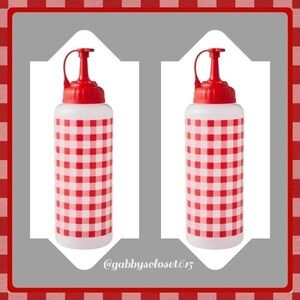 💋 New Pioneer Woman Red Gingham 10-oz Dispenser Bottles, Qty of 2